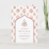 Wit Rose Goud Damast Arch QR Code Moslim Bruiloft (Voorkant)