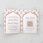 Wit Rose Goud Damast Arch QR Code Moslim Bruiloft (Binnen)