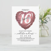 Wit Rose Goud Glitter Hart Ballon Zoet 16 Kaart (Staand voorkant)