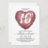 Wit Rose Goud Glitter Hart Ballon Zoet 16 Kaart (Voorkant / Achterkant)