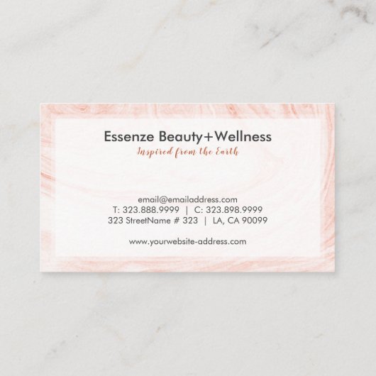 Wit Rose-goud marmer wervelingen Visitekaartje (Achterkant)