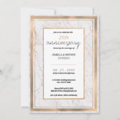 Wit rose gouden marmer 25e bruiloft Jubileum Kaart (Voorkant)