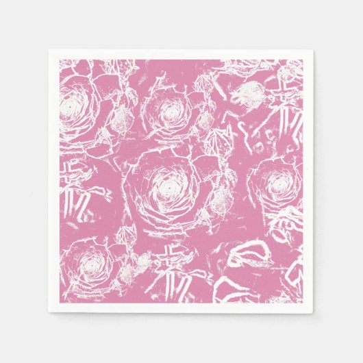 Wit Rose Illusion Kant Design Servet (Voorkant)