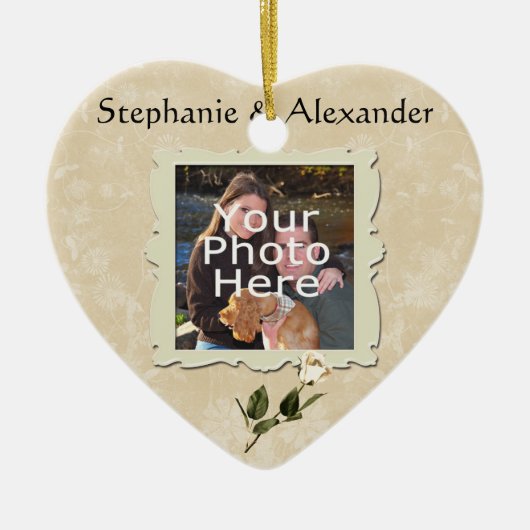  wit rose Lijst foto bruiloft Ornament (Voorkant)