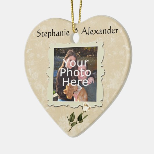  wit rose Lijst foto bruiloft Ornament (Links)