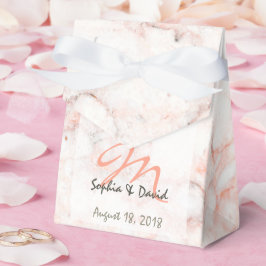 Wit Rose Marmer Monogram Bruiloft gunst Bedankdoosjes