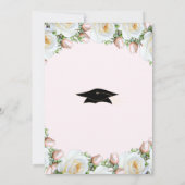 Wit Rose Roze Afstuderen Invitation Kaart (Achterkant)