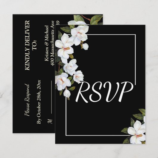  Wit Rose RSVP Uitnodiging Briefkaart (Voorkant / Achterkant)