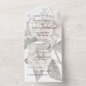 Wit Rose Silhouet All In One Uitnodiging (Binnen)