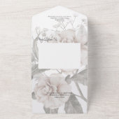 Wit Rose Silhouet met Diner Opties All In One Uitnodiging (Buitenkant)