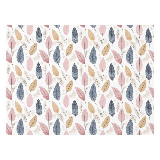 Wit Rose Sinaasappel Blauw Boho Bladeren Tafelkleed (Voorkant (Horizontaal))