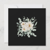 Wit Roses Goud Lijst op Zwart Christelijk Bruiloft Kaart (Achterkant)