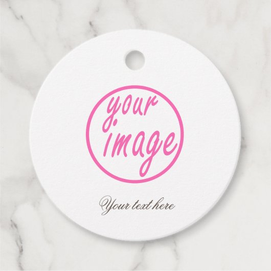 Wit Roze Afbeelding Fotosjabloon Bedankjes Labels (Voorkant)