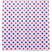 Wit Roze Blau Stippenpatroon Douchegordijn (Voorkant)
