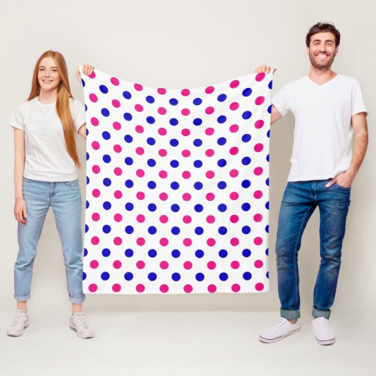 Wit Roze Blau Stippenpatroon Fleece Deken (In situ)