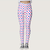 Wit Roze Blau Stippenpatroon Leggings (Voorkant)