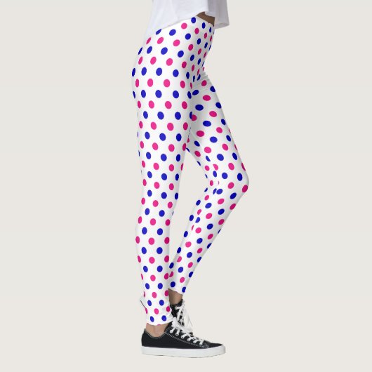Wit Roze Blau Stippenpatroon Leggings (Rechts)