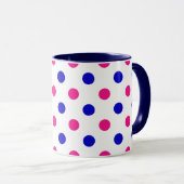 Wit Roze Blau Stippenpatroon Mok (Voorkant rechts)