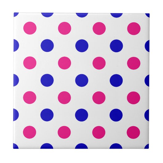 Wit Roze Blau Stippenpatroon Tegeltje (Voorkant)