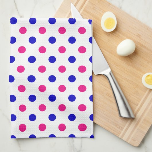 Wit Roze Blau Stippenpatroon Theedoek (Quarter Fold)