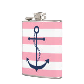 Wit Roze & Blauw Brede Strepen Patroonanker Heupfles (Links)