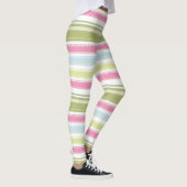 Wit, roze, blauw en groen gestreept leggings (Rechts)