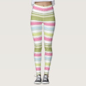 Wit, roze, blauw en groen gestreept leggings (Voorkant)