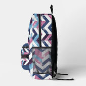 Wit Roze Blauw Marmeren Patroon Bedrukte Rugzak (Rechts)