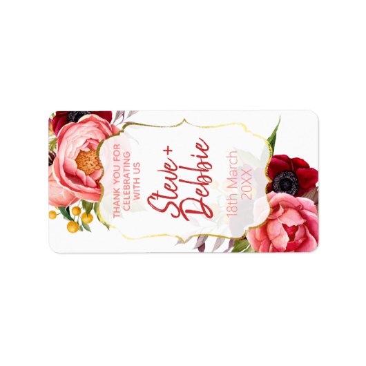 Wit Roze Bloemen Bruiloft Favor Lip Balm Label (Voorkant)