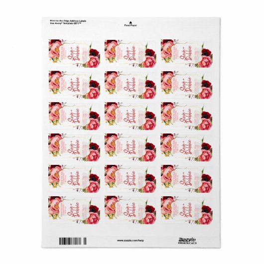 Wit Roze Bloemen Bruiloft Favor Lip Balm Label (Full Sheet)