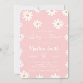 Wit & Roze Bloemen Daisy Baby shower Kaart