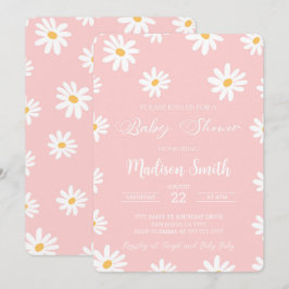 Wit & Roze Bloemen Daisy Baby shower Kaart