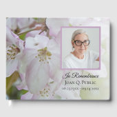 Wit Roze Bloemen Viering van het Leven Uitvaart Gastenboek (Voorkant)