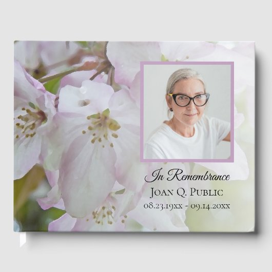 Wit Roze Bloemen Viering van het Leven Uitvaart Gastenboek (Voorkant)