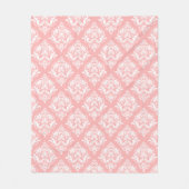 Wit & Roze Bloemendamask Patroon Fleece Deken (Voorkant)