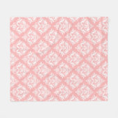 Wit & Roze Bloemendamask Patroon Fleece Deken (Voorkant (Horizontaal))
