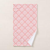 Wit & Roze Bloemendamasken Patroon Bad Handdoek (Handdoek)