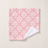 Wit & Roze Bloemendamasken Patroon Bad Handdoek (Wasdoekje)