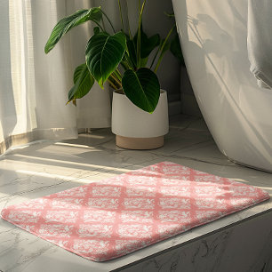 Wit & Roze Bloemendamasken Patroon Badmat