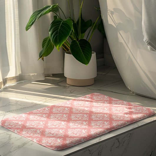 Wit & Roze Bloemendamasken Patroon Badmat