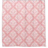 Wit & Roze Bloemendamaskpatroon Douchegordijn (Voorkant)