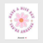 Wit roze bloemetje hebben een mooie dagcirkel sticker (Vel)