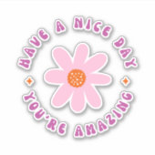 Wit roze bloemetje hebben een mooie dagcirkel sticker (Voorkant)