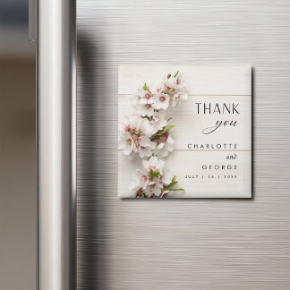 Wit roze bloemig | Bruiloft gunst magneet