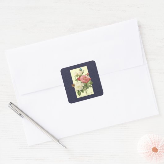 Wit Roze  Botanische Rozen Sticker (Envelop)