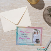 Wit & Roze Classic Kleurrijk Baby shower Kaart