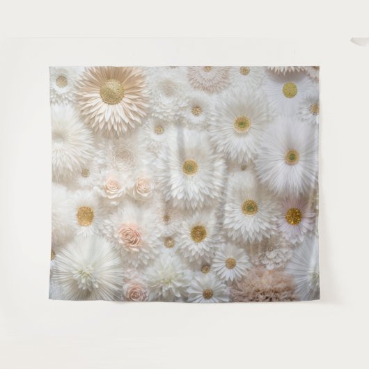 Wit Roze Daisy Bloem Wand Tapestry Achtergrond Wandkleed (Voorkant (horizontaal))