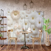 Wit Roze Daisy Bloem Wand Tapestry Achtergrond Wandkleed