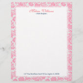 Wit & Roze  Damaskepatroon Gepersonaliseerd Briefhoofd (Voorkant)