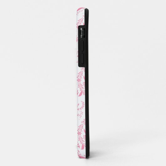 Wit roze damast patroon Case-Mate iPhone case (Achterkant/links)